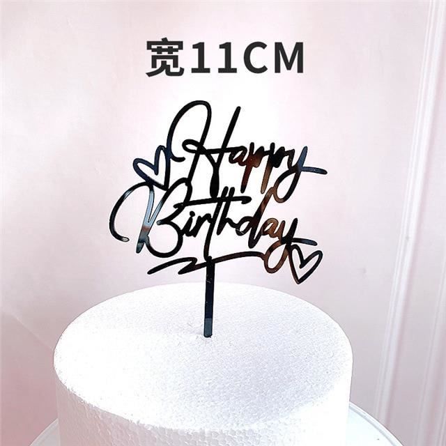 Figurine Decor Gateau Nouveau Joyeux Anniversaire Gateau Topper Dore Acrylique Bricolage Fete D Anniversaire Dessert Type Black Cdiscount Maison