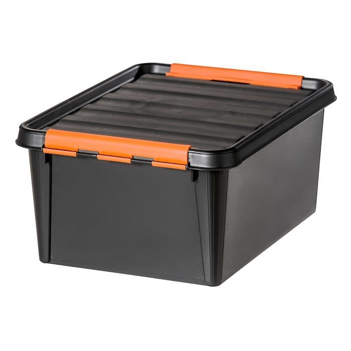 Lot de 3 boites rangement plastique 61 l, bac plastique avec couvercle