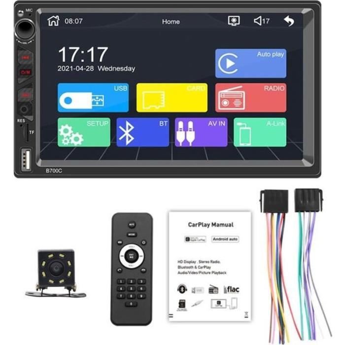 Autoradio ?� 7'' ??cran HD Bluetooth t?�l?�command?� Lecteur de voiture Radio FMAMMP3SDUSB avec 