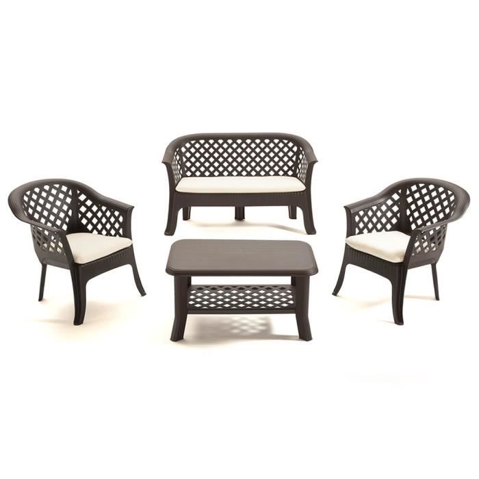 Dora D'extérieur Ostuni, Enseble De Jardin Avec 2 Fauteuils, 1 Canapé Et 1 Table Basse, Salon