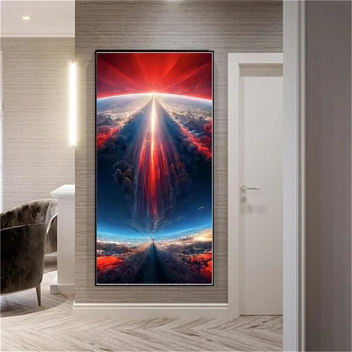 Kit Peinture Diamant 5D DIY Grand Format 45x60cm - Motif Femme Robe Rouge, Décoration Murale Salon Chambre