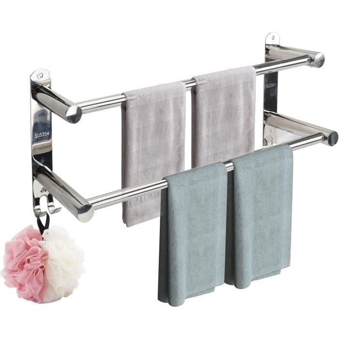 KES Porte-Serviettes Salle De Bain 3 Barres 75cm - Acier Inoxydable SUS304 Brossé