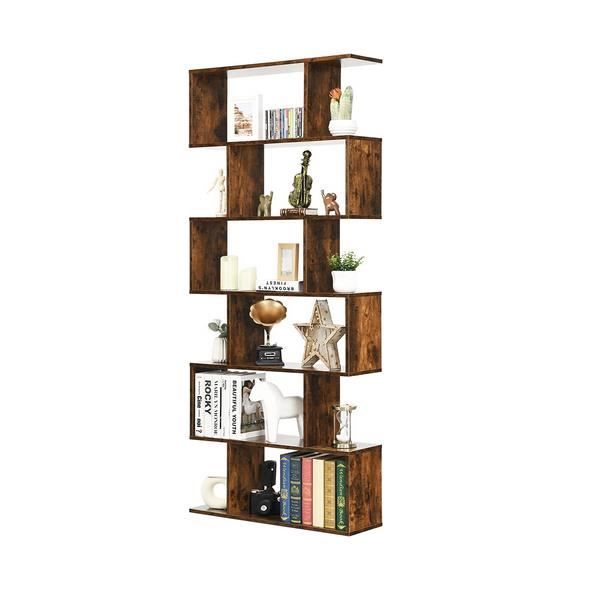 GIANTEX Étagère Bibliothèque en Bois à 6 Niveaux sur Pied80x23x191CMMeuble de Rangement Style Industriel avec Patins