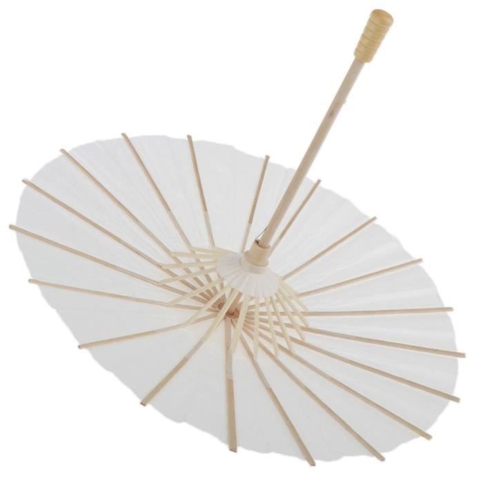 Parapluie Japonais En Papier Blanc 40cm - Décoration Mariage, Cosplay - Ornemental