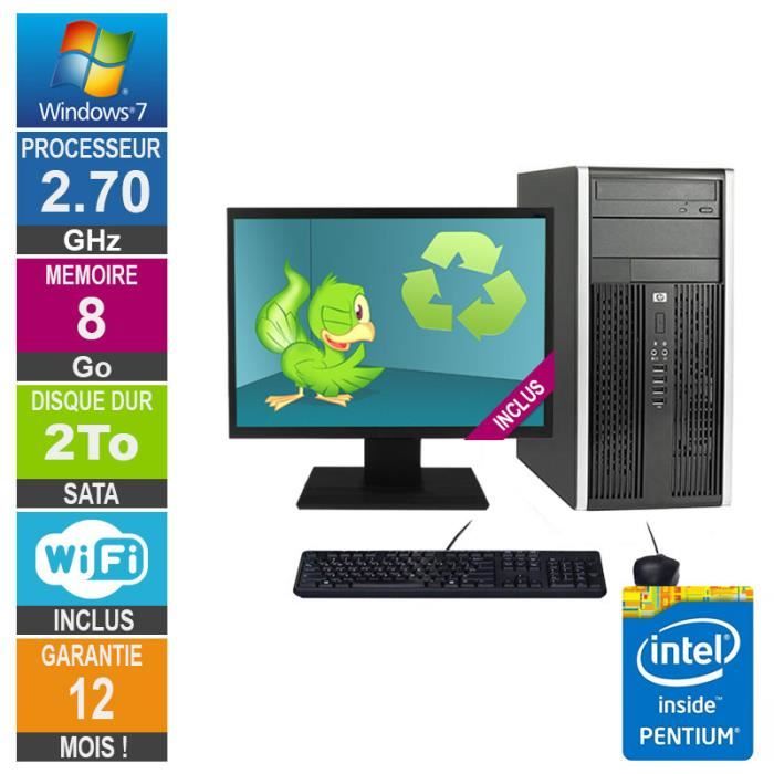 PC HP Pro 6200 MT Pentium G630 2.70GHz 8Go Wifi W7 + Ecran