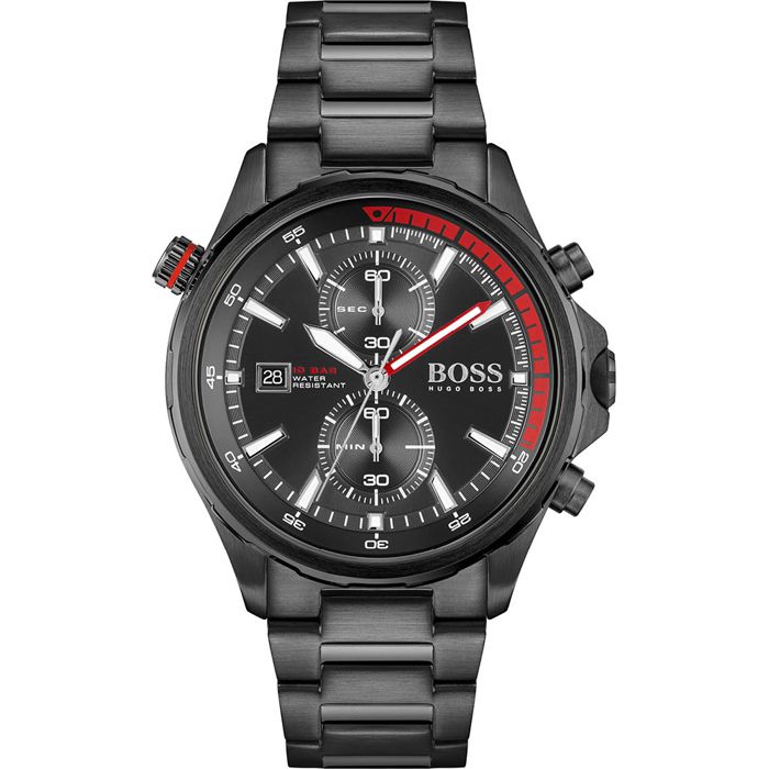 hugo boss - montre hommes - quartz - chronographe - bracelet acier inoxydable noir - 1513825