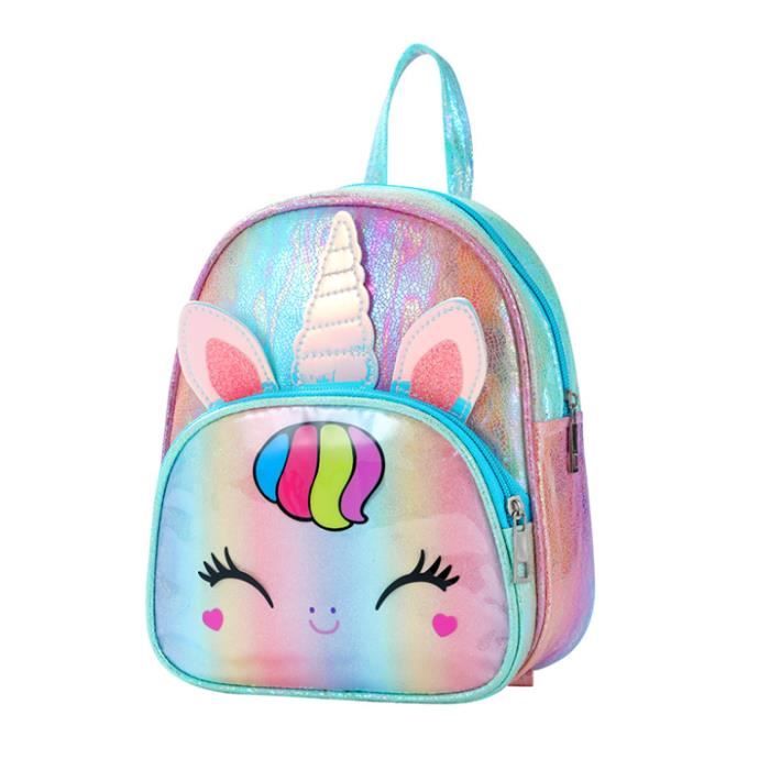Sac a Dos licorne brillant Cartable ecole pour Enfants Filles Reglables Sangles 24 21 10cm Bleu Colore Cdiscount Bagagerie Maroquinerie