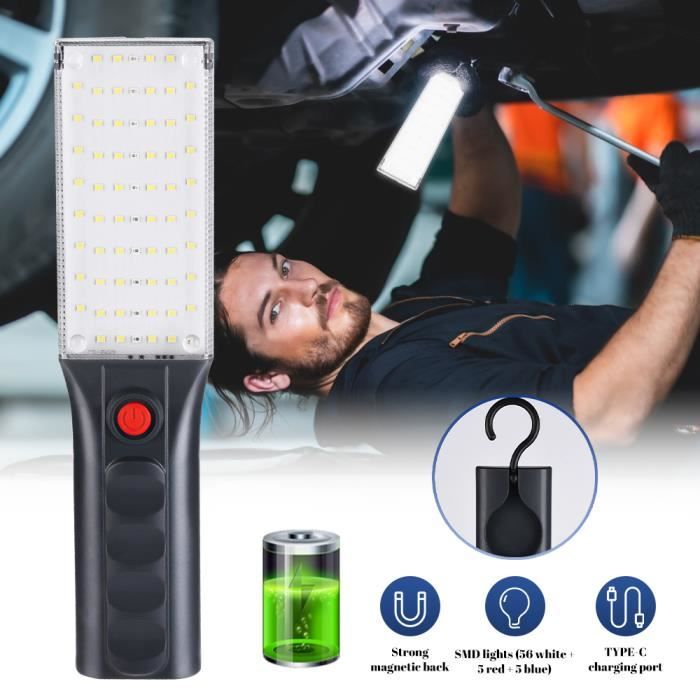 LED Aimant Rechargeable Lampe d'atelier automobile Batterie Lumière de  travail COB Lampe de poche