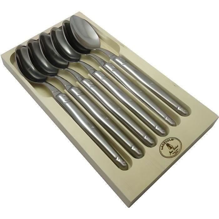 LAGUIOLE Lot de 6 cuillères de table - Inox - Manche Inox