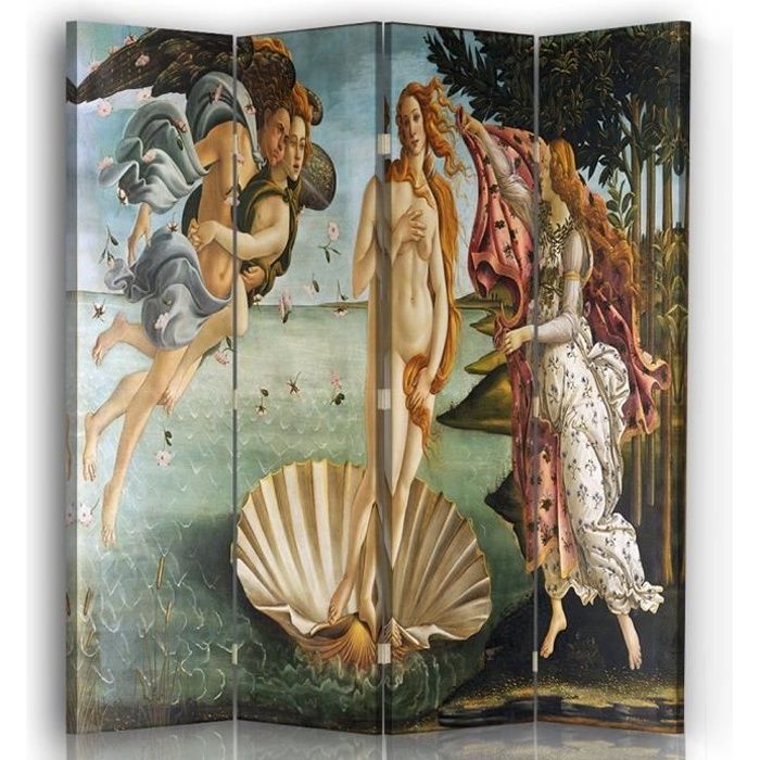 Legendarte Paravent Cloison Avec Impression Recto Verso La Naissance De Venus Sandro Botticelli Cm 145x170 4 X Cdiscount Maison