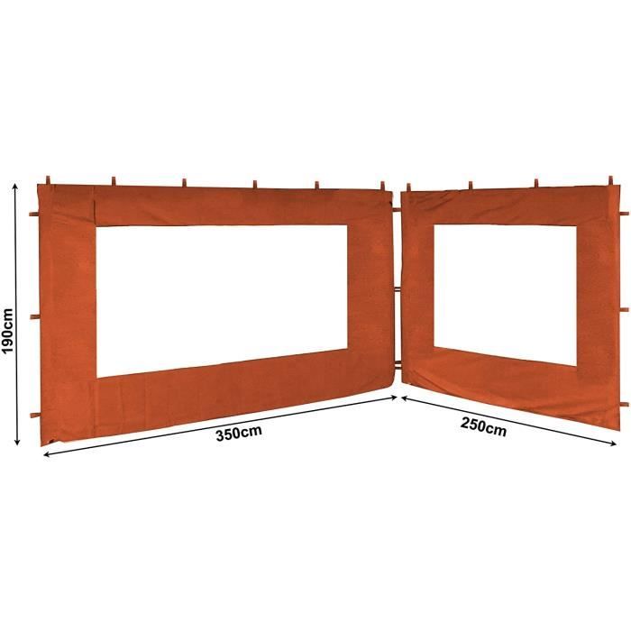 QUICK STAR - 2 Panneaux Latéraux Avec Fenêtre Pour Gazebo 3x3m - Gris, Dimensions 250x190 Cm, Fenêtre 158x110 Cm, En Polyester Et PE
