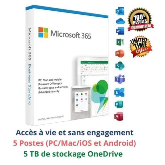Microsoft Office 365 Accès à Vie 5 Postes 5 TB Stockage à télécharger Cdiscount