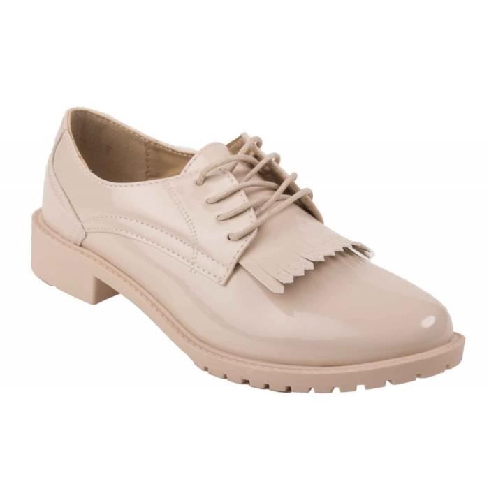 Derbies vernis franges noir bordeaux beige avec semelle