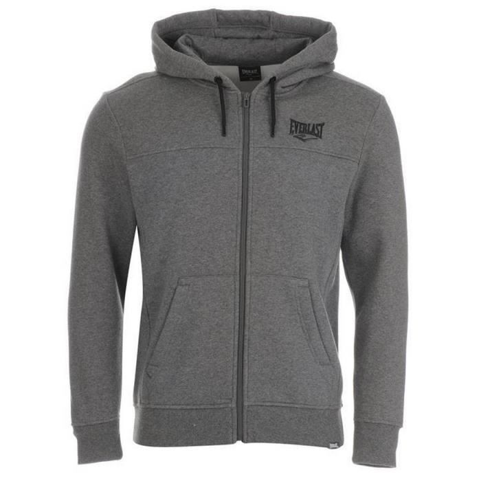 Sweat Shirt Homme Zippe a Capuche Everlast New One Gris Fonce