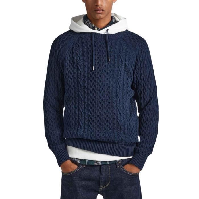 Pull Pepe Jeans Modele Sly Bleu Marine Manches Longues Col Classique Homme Blue Cdiscount Pret a Porter