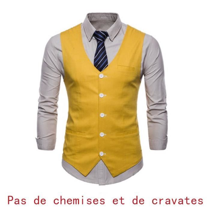 Gilet de costume homme Slim XS Jaune jaune Cdiscount Pr t Porter