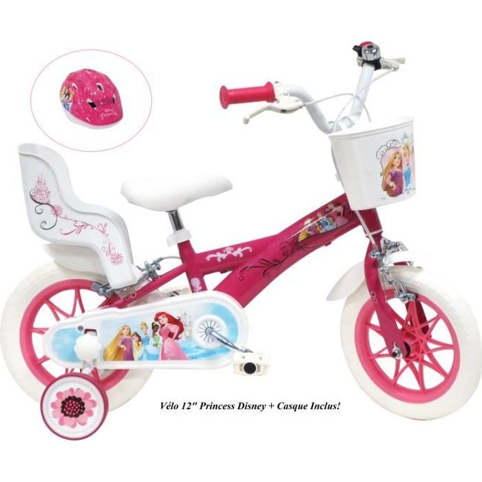 Velo 12 Princess Disney 2 A 4 Ans Equipe De 2 Freins Porte Poupee Panier Avant Stabilisateurs Amovibles Casque Inclus Prix Pas Cher Cdiscount
