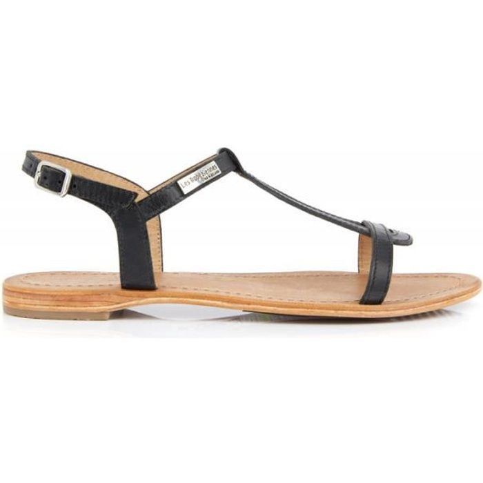 Sandales plates Les Tropeziennes Hamess Femme Cuir Noir