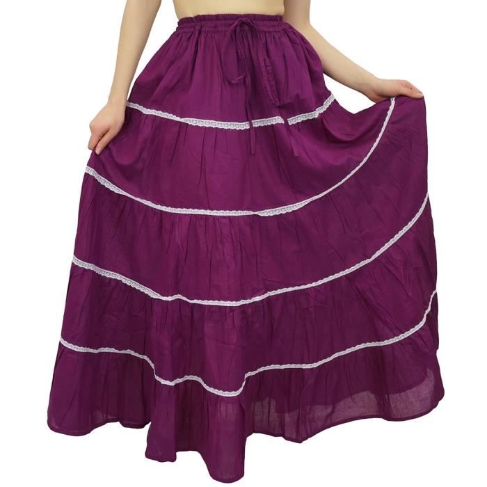 QLEVAK Jupe Longue Femme Bohème Taille Haute Maxi Skirt Imprimé Floral - Élégance Vintage Et Confort