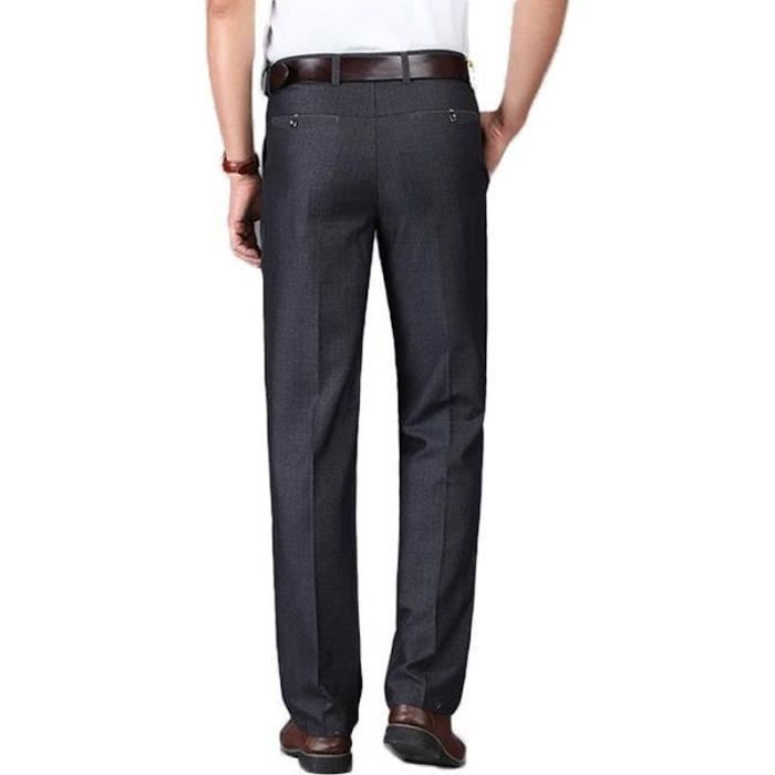 Pantalon Costume Homme Coupe Droite Taille Haute Style Business