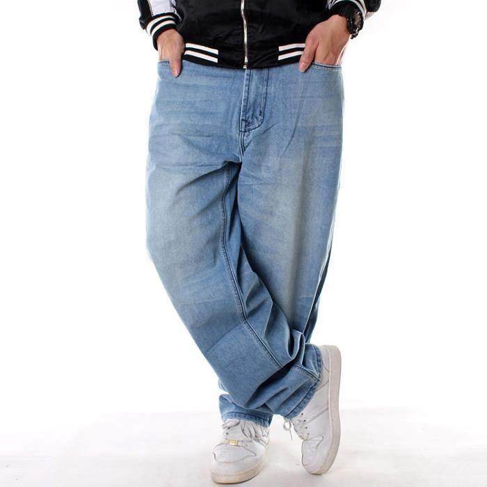 Baggy Jean bleu clair Pantalon en Denim pour hommes Streetwear ample style  Hip Hop pour Skateboard Baggy Streetwear Bleu - Cdiscount Prêt-à-Porter