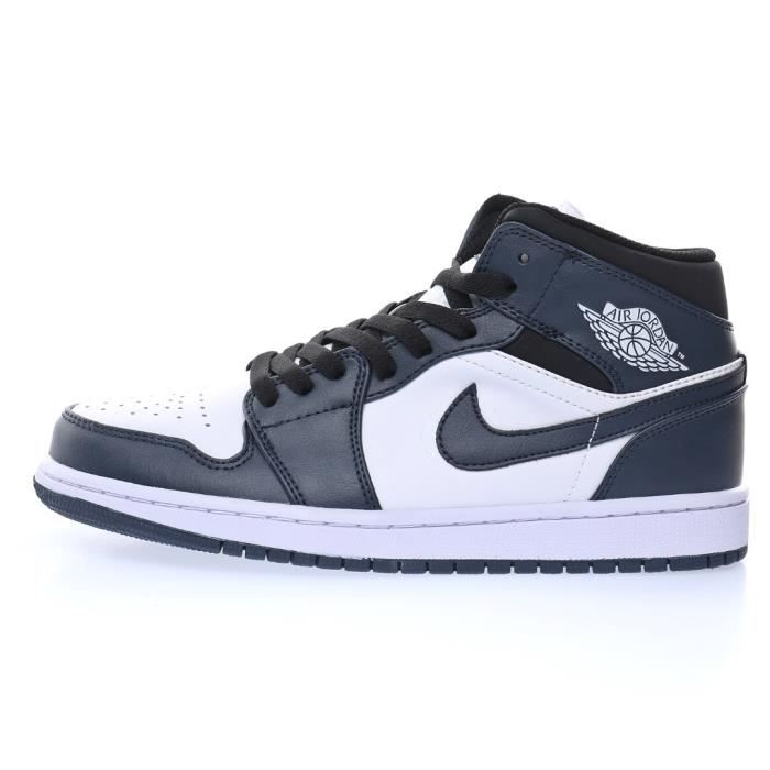 Baskets AIR-JORDAN 1 FDJFLFGFH Mid Newsprint Femme et Homme Bleu - Cdiscount Chaussures