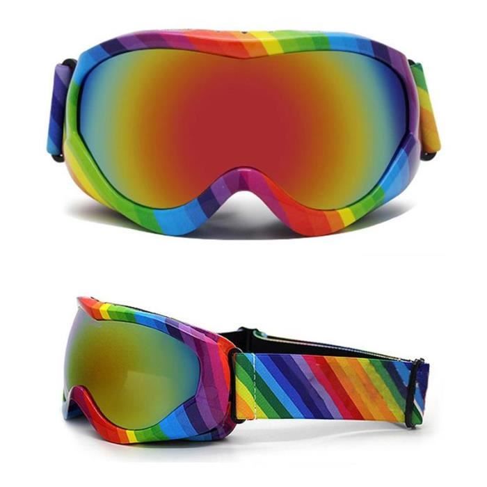 Masque - lunettes ski,Lunettes de Ski pour enfants,Double  couche,Anti-buée,grand masque,Ski,neige,coupe-vent,hiver- Rainbow-S[D] -  Cdiscount Sport