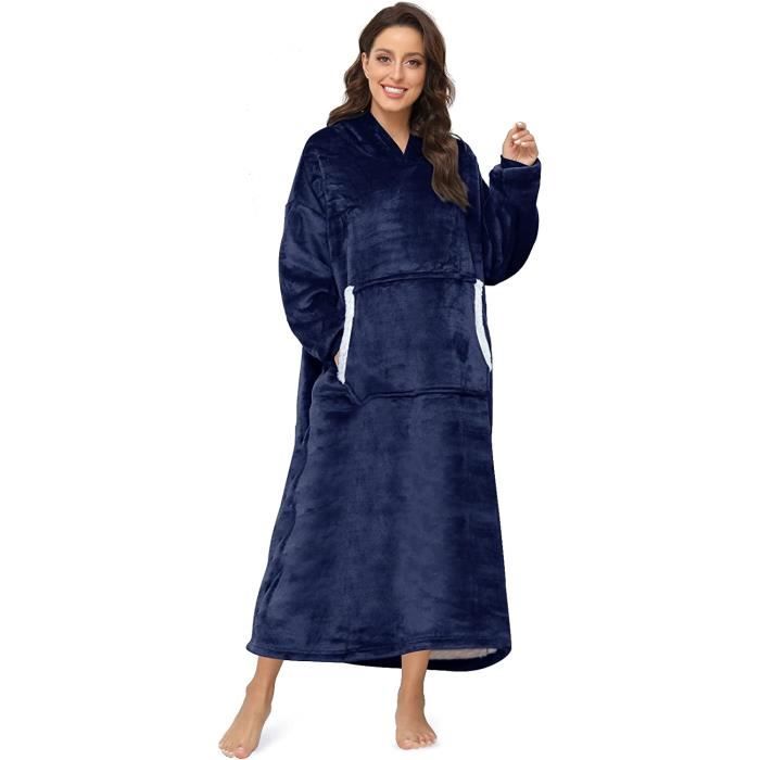 SWEATSHIRT Sweat Shirt a Capuche Grand Sendowtek Sweat Plaid Femme Homme Couverture a Capuche Portable Super Douce et Chaude Pull Bleu Cdiscount Pret a Porter