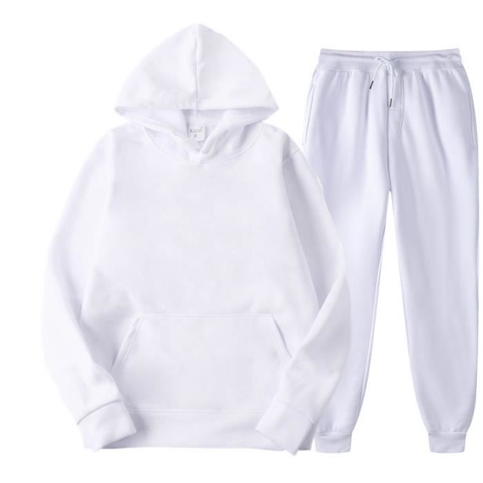 Ensemble de survêtement pour homme - Pantalon de jogging et pull à capuche  blanc - Acétate - Multisport Blanc - Cdiscount Prêt-à-Porter