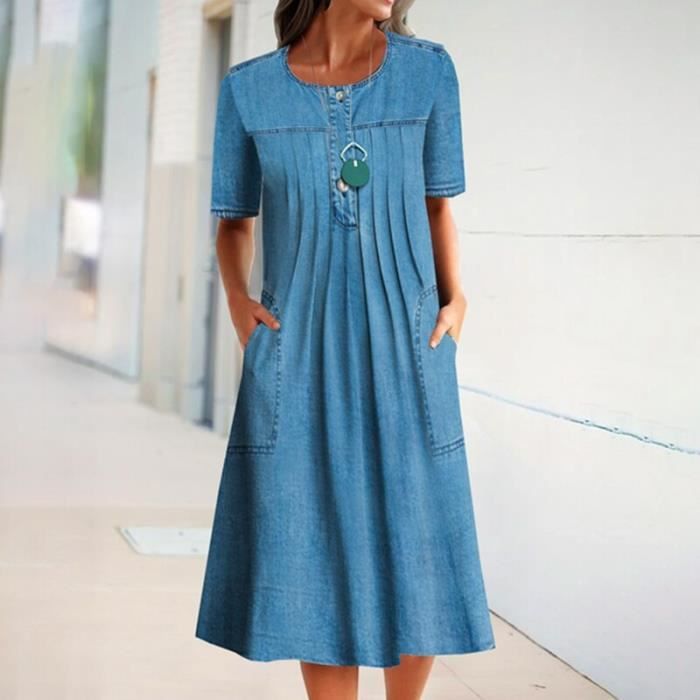 ROBE NOIRE H&M TAILLE 10 - MANCHES PLISSÉES, LONGUEUR AU GENOU, ÉTAT TRÈS BON