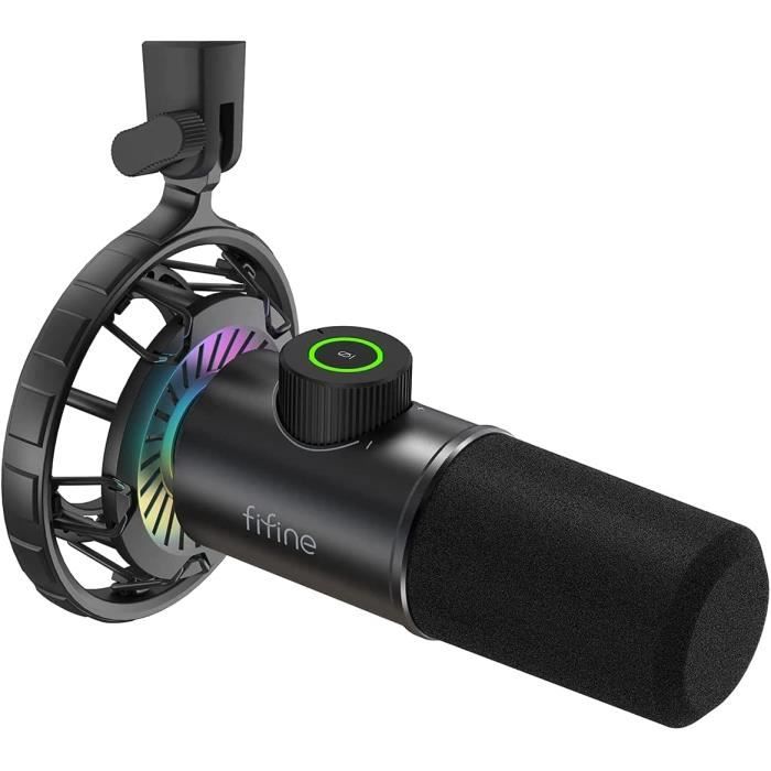 FIFINE USB Microphone Gaming, RGB Condensateur Microphone pour PC PS5, avec  Bouton de Silence, Fixation Antichoc, Support Tre - Cdiscount Informatique