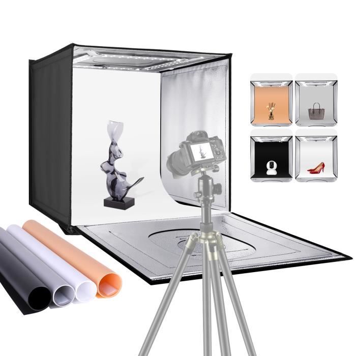 Neewer Tente de Shooting 50cm Boîte de Lumière Photo Studio Pliable Portable, Boîte de Table à Luminosité Réglable Kit Eclairage de