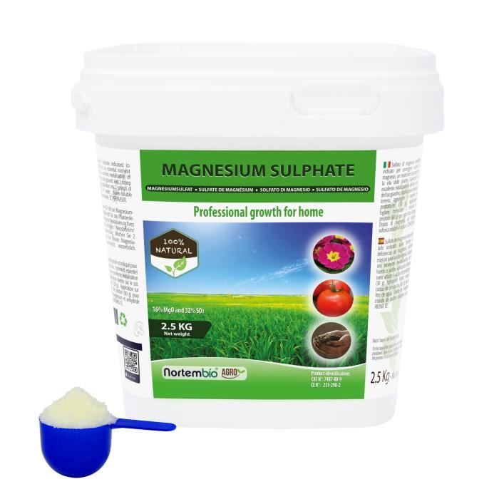 Nortembio Agro Sulfate de Magnésium Naturel 25 Kg. Engrais Universel. Améliore la Croissance des Cultures Jardins Plantes.