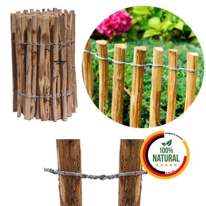 cloture a lattis en bois de noisetier impregne h 70 cm l 5m ecart piquets 8 a 10 cm cdiscount jardin