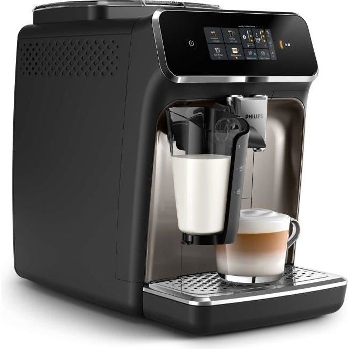 Philips Machine à café entièrement automatique série 2200, 2 réglages de café, mousseur à lait, noir (EP2336/40)