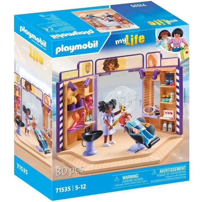 Playmobil 71535 Salon de Coiffure Comprend Deux Personnages Un Fauteuil de barbier avec Appui tête Un Miroir et des Accessoires MyLife Dès - vue 8