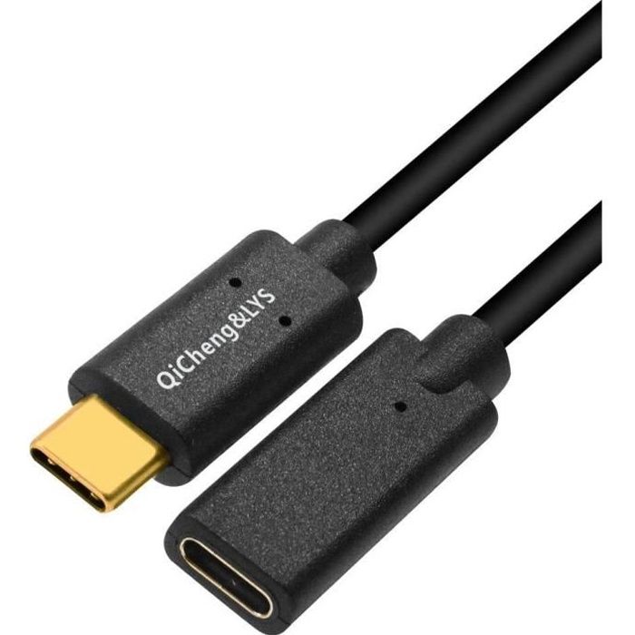 Rallonge Adaptateur USB C 0.6m Rallonge USB C Audio, Cable USB C 3.1 Male Femelle Le Chargement et la synchronisation de données USB