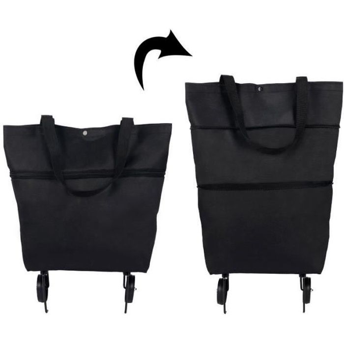 Sac de courses pliable avec roulettes, Caddie sac à roulettes pliable,  réutilisable, multifonction, sac fourre-tout de voyage - NOIR - Cdiscount  Bagagerie - Maroquinerie