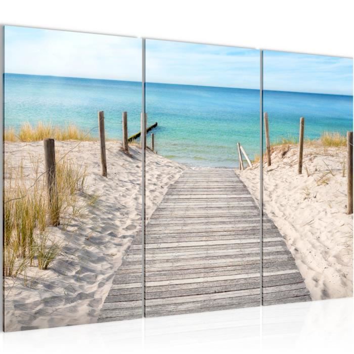 Tableau Sur Toile 120x80cm – Plage Et Soleil, Art Mural Prêt à Accrocher, Visario