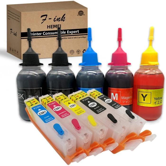 Ensemble de 6 cartouches d'encre taille XL - Pour imprimante Canon Pixma TS 8050 8051 8052 8053 9050 9055 - Avec encre grise