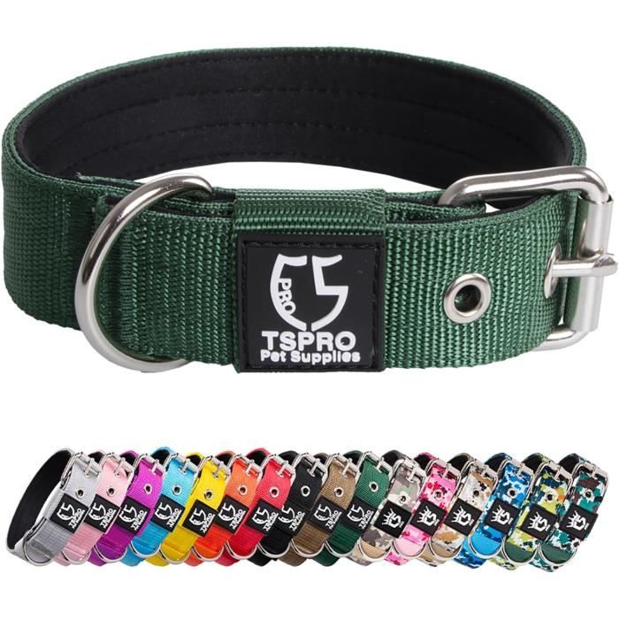 Meilleurs prix pour TSPRO - Collier Tactique pour Chiens - Collier Résistant de Grade Militaire avec Boucle en Métal Résistant - Largeur Réglable 3,296