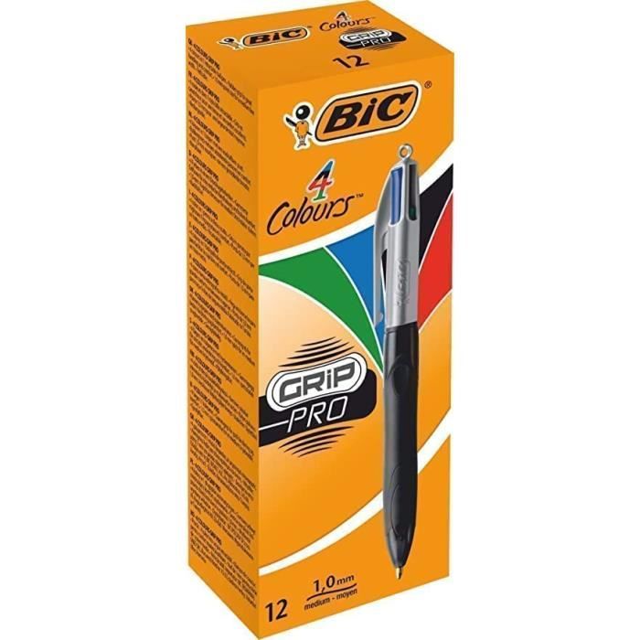 Stylo bille 4 couleurs grip medium BIC : le stylo à Prix Carrefour
