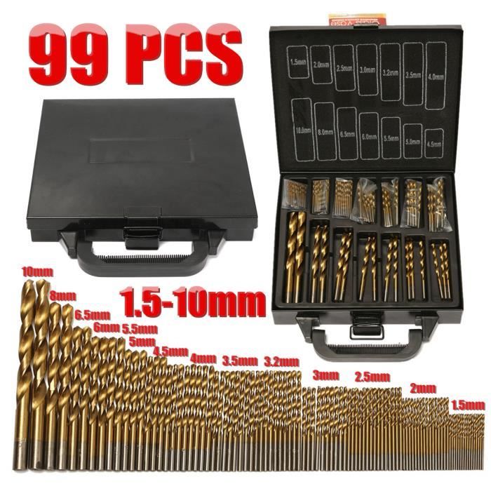 Coffret 99en1 Hss Foret Fraise Meche 1 5 10mm A Perceuse Percage