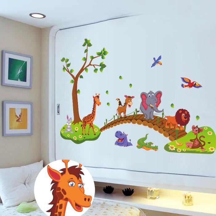 Tempsa Stickers Animaux Autocollant Girafe Elephant Decoration Murale Chambre Enfants Bebe Pepiniere Cdiscount Maison