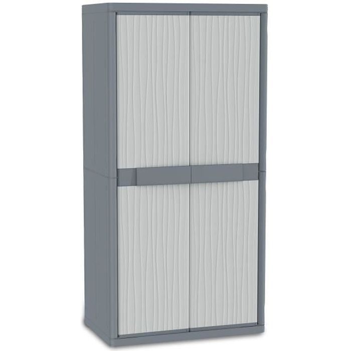 armoire haute en plastique xl terry jumbo 3900 uw avec compartiment range-balai - grise