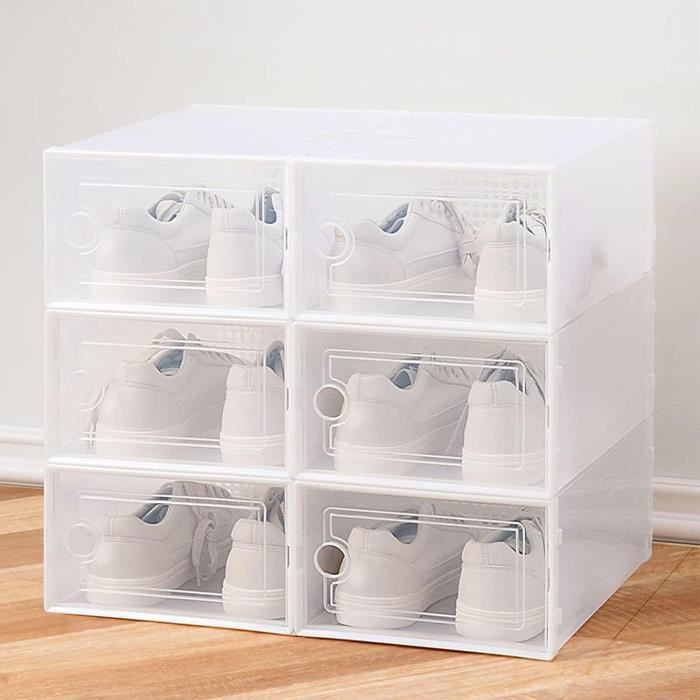 Boîtes à Chaussures Empilables Relaxdays - Lot De 6, Transparentes, Hydrofuges, Dimensions 34.5x27x19 Cm, Neuves