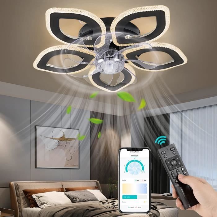 Ventilateur Plafond Led Caunma Ventilateu De Plafond Silencieux