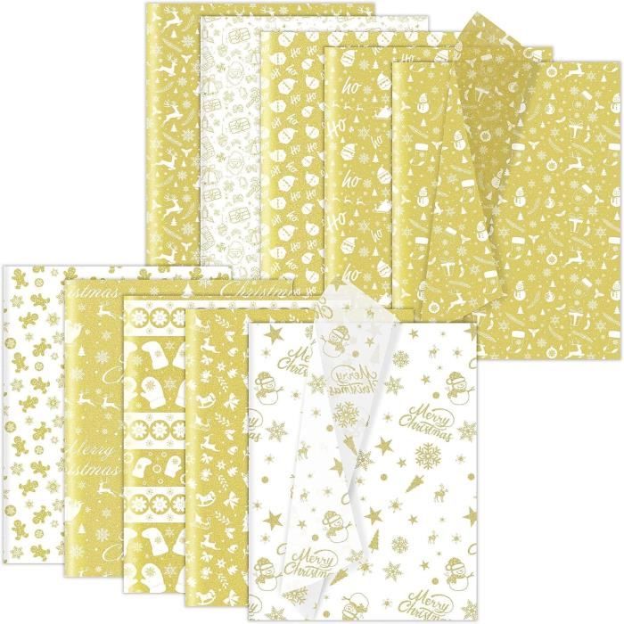 30 Feuilles Papier De Soie Doré Pour Emballage Cadeau - 35x50 Cm - Mariage Noël Anniv