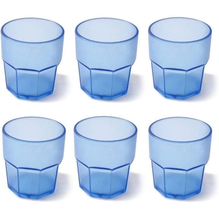 MUXHEL Lot de 6 verres incassables - 350 ml - Empilables - Plastique MUXHEL Lot de 6 verres incassables - 350 ml - Empilables - Plastique