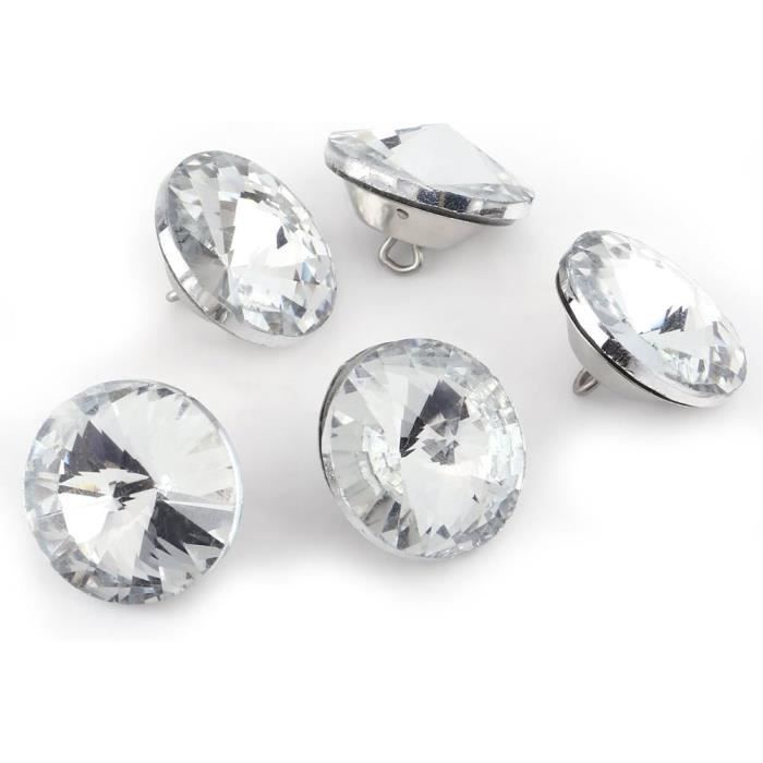 50 Boutons En Cristal Strass 25 Mm Pour Capitonnage - Canapé, Lit, Tête De Lit - Boucle Métal & Kit Couture Inclus - 4